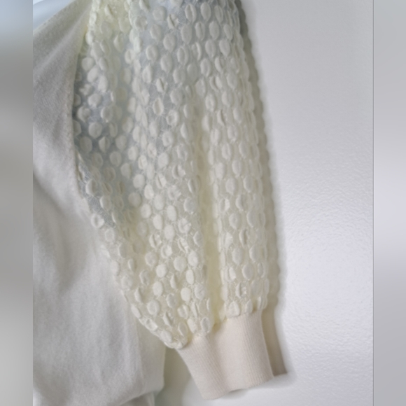 Express Ivory Short Puff Sleeve Cardigan Size XS - Picture 7 of 12